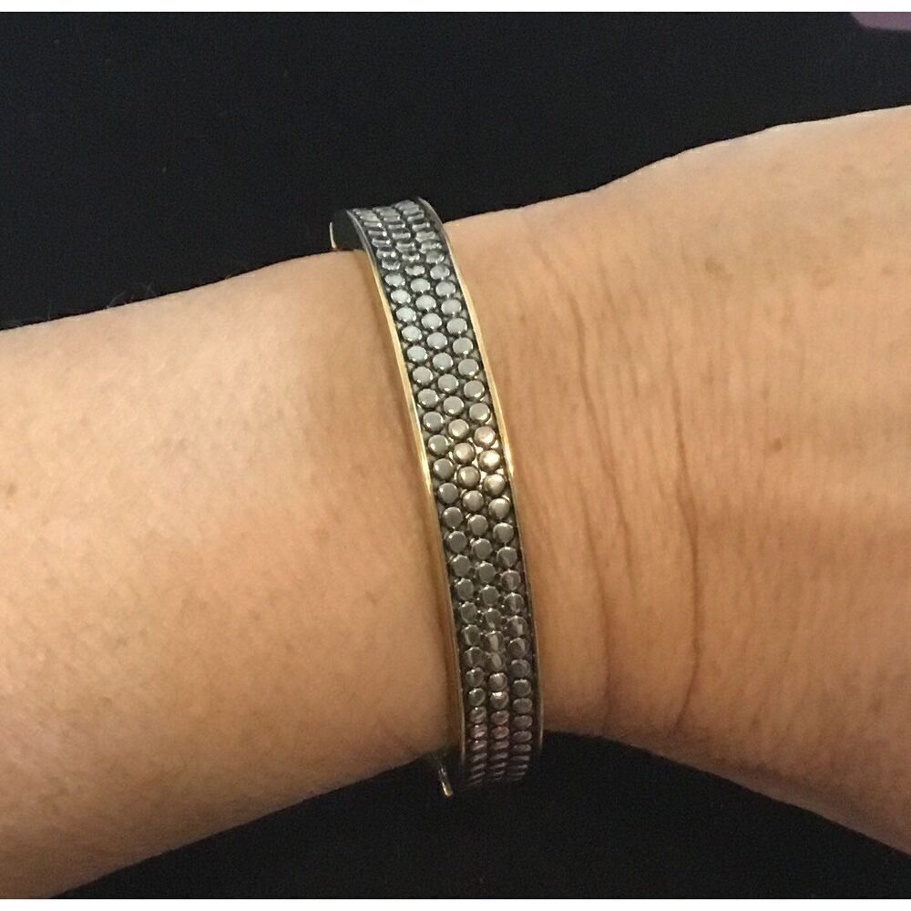Two Tone Bead Design Bangle Bracelet - Picture 2 of 2